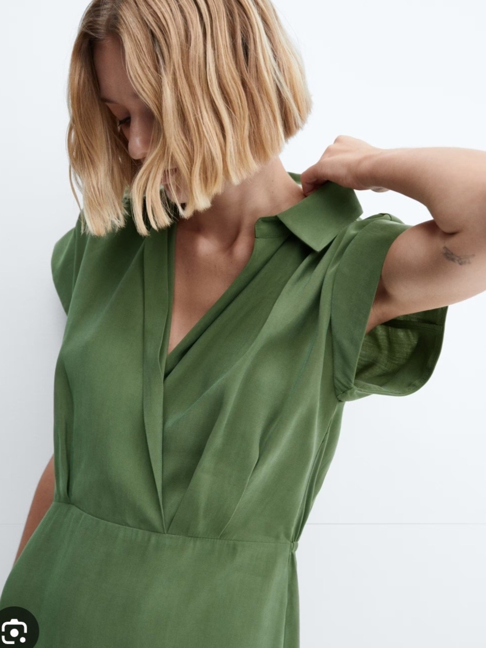 Mango Olive Green Midi Shirt Dress - Picture 2 of 4